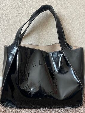 Stella McCartney Vegetarian Leather Black Patent Tote